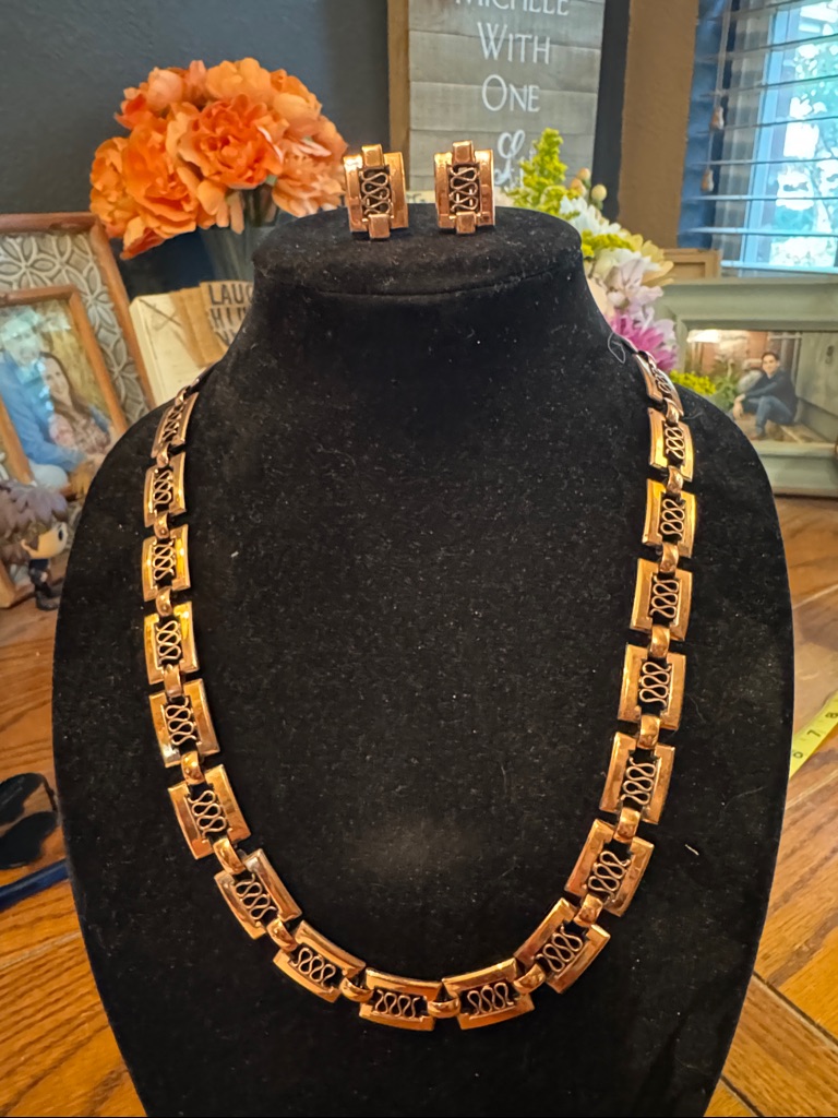 Vintage Renoir Cooper Grecian Necklace Set